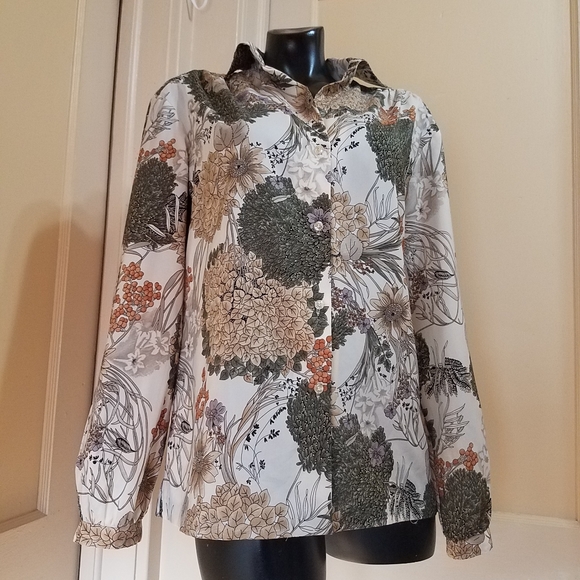 Lady Arrow Vtg Button Down Floral Top - Picture 1 of 5